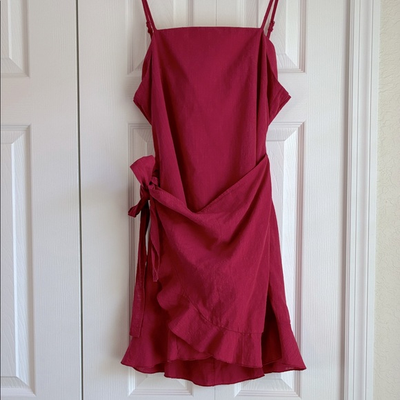 Dresses & Skirts - SHEIN 100% Cotton Red Wrap Backless Dress XL